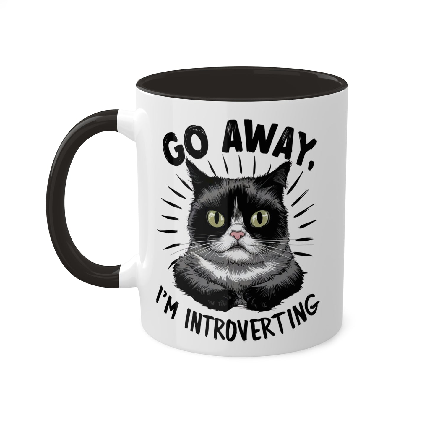 Go Away I'm Introverting - Funny Grumpy Cat - 11oz Colorful Mug