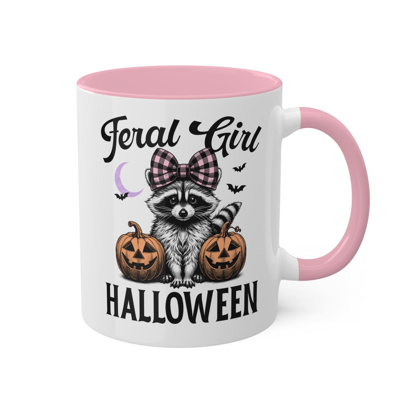 Feral Girl Halloween With Cute Raccoon - 11oz Colorful Halloween Mug