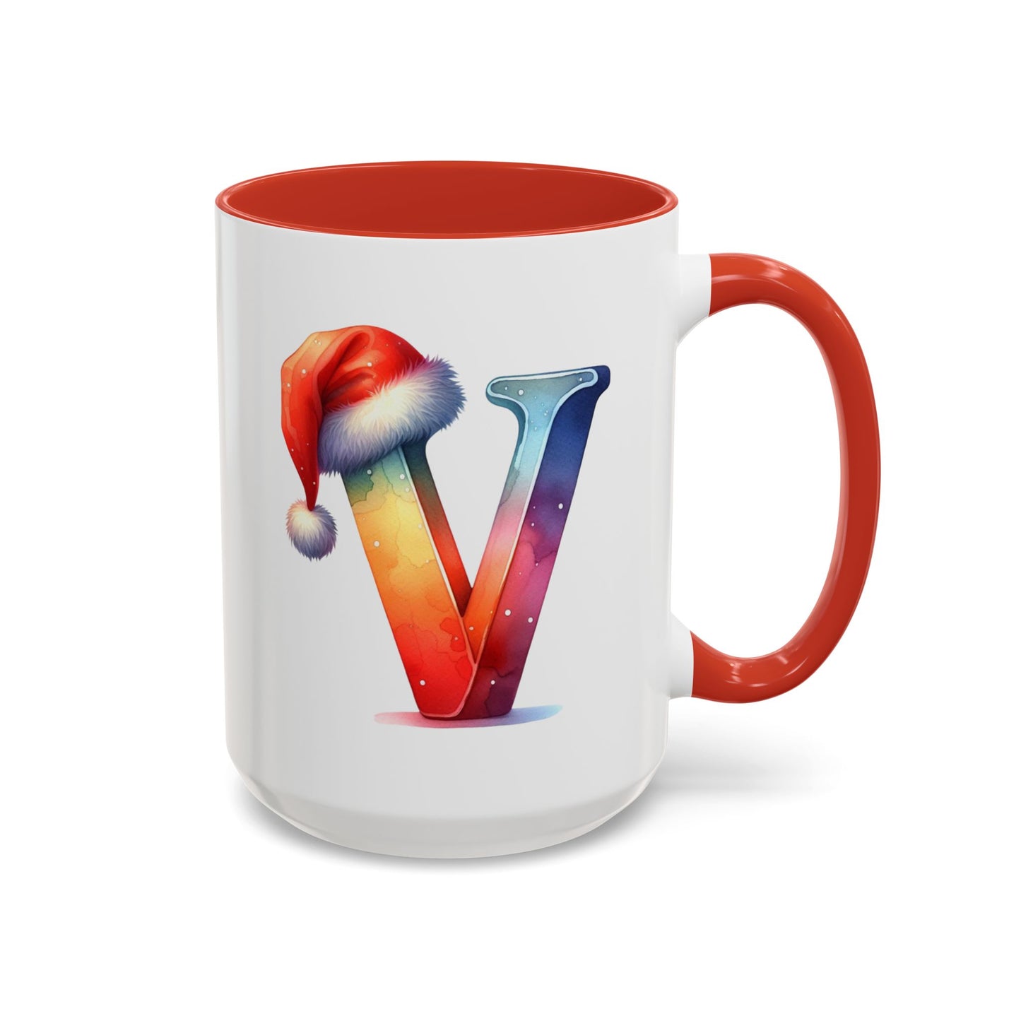 "V" Christmas Alphabet Letter - Holiday Gift Mug (11, 15oz)