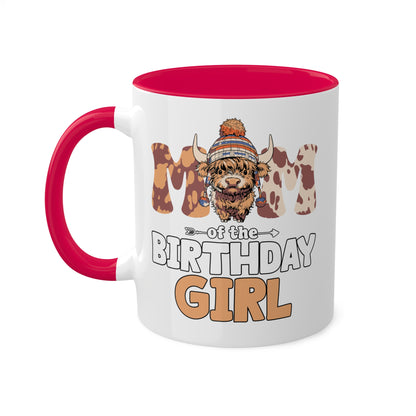 Mamá de la cumpleañera - Taza de café colorida de 11 oz