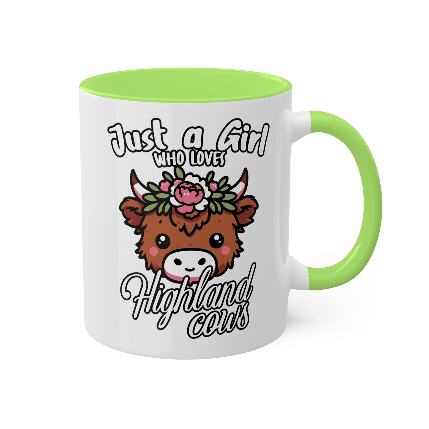 Solo una chica que ama las vacas de las Tierras Altas - Taza colorida de 11 oz