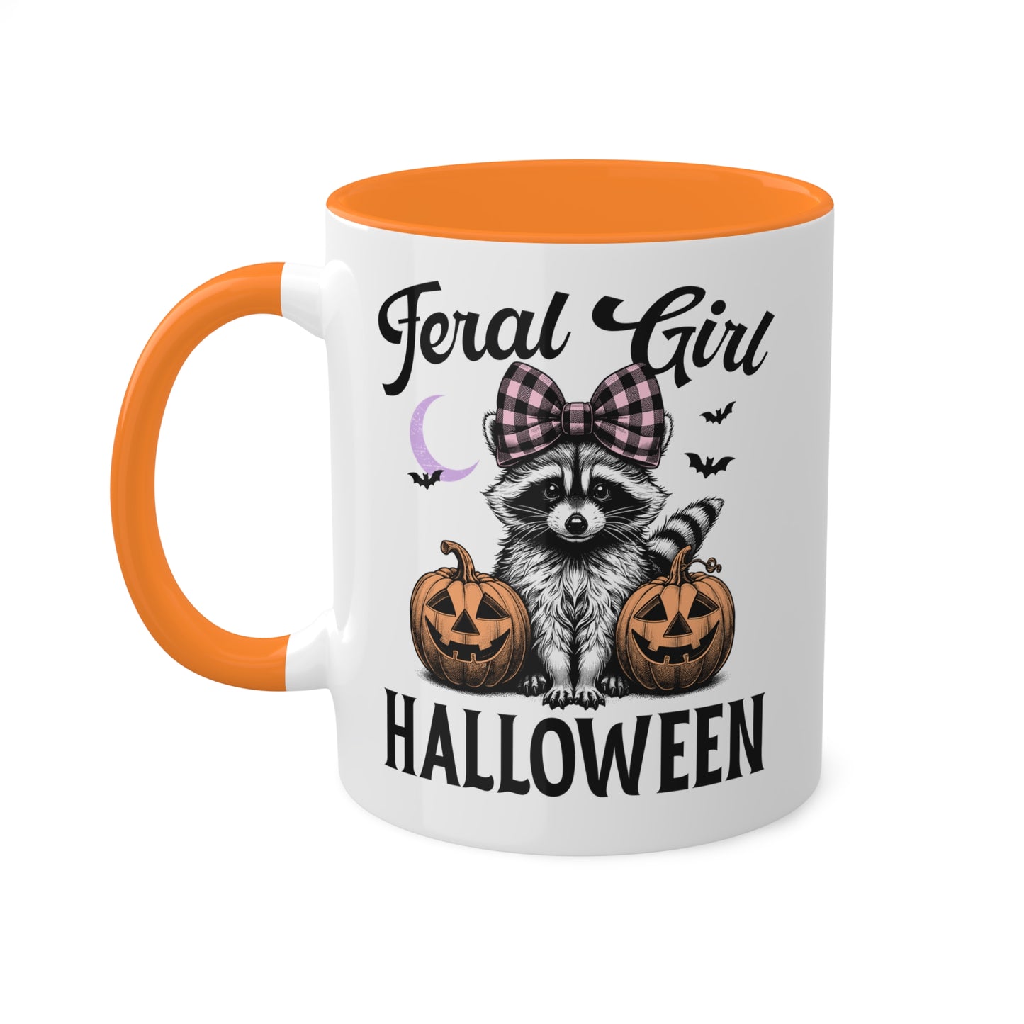 Feral Girl Halloween With Cute Raccoon - 11oz Colorful Halloween Mug