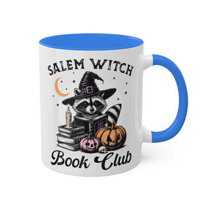 Salem Witch Book Club With Cute Raccoon - 11oz Colorful Halloween Mug