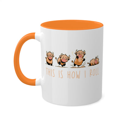 Así es como me muevo con las lindas vacas de las Tierras Altas - Taza de café colorida de 11 oz