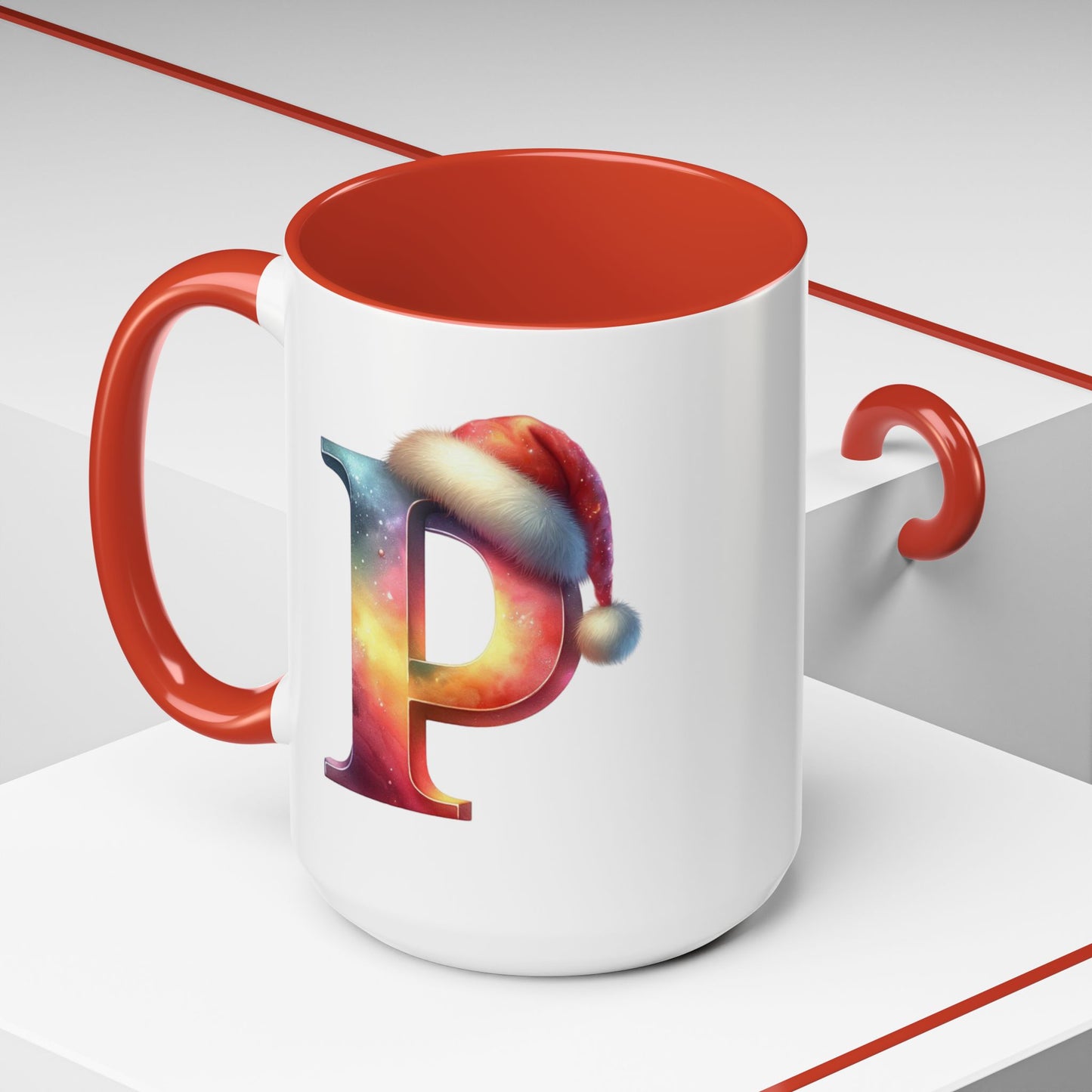 Taza con la letra "P" del alfabeto navideño (11, 15 oz)