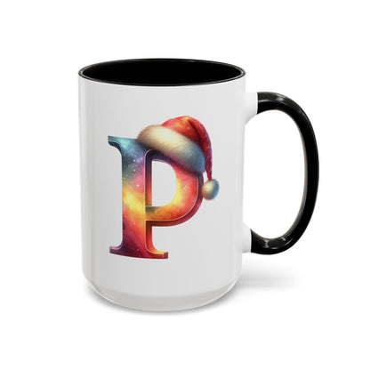 Taza con la letra "P" del alfabeto navideño (11, 15 oz)