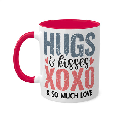 Hugs & Kisses XOXO & So Much Love - 11oz Colorful Valentine's Day Gift Mug