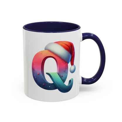 Taza con la letra "Q" del alfabeto navideño (11, 15 oz)