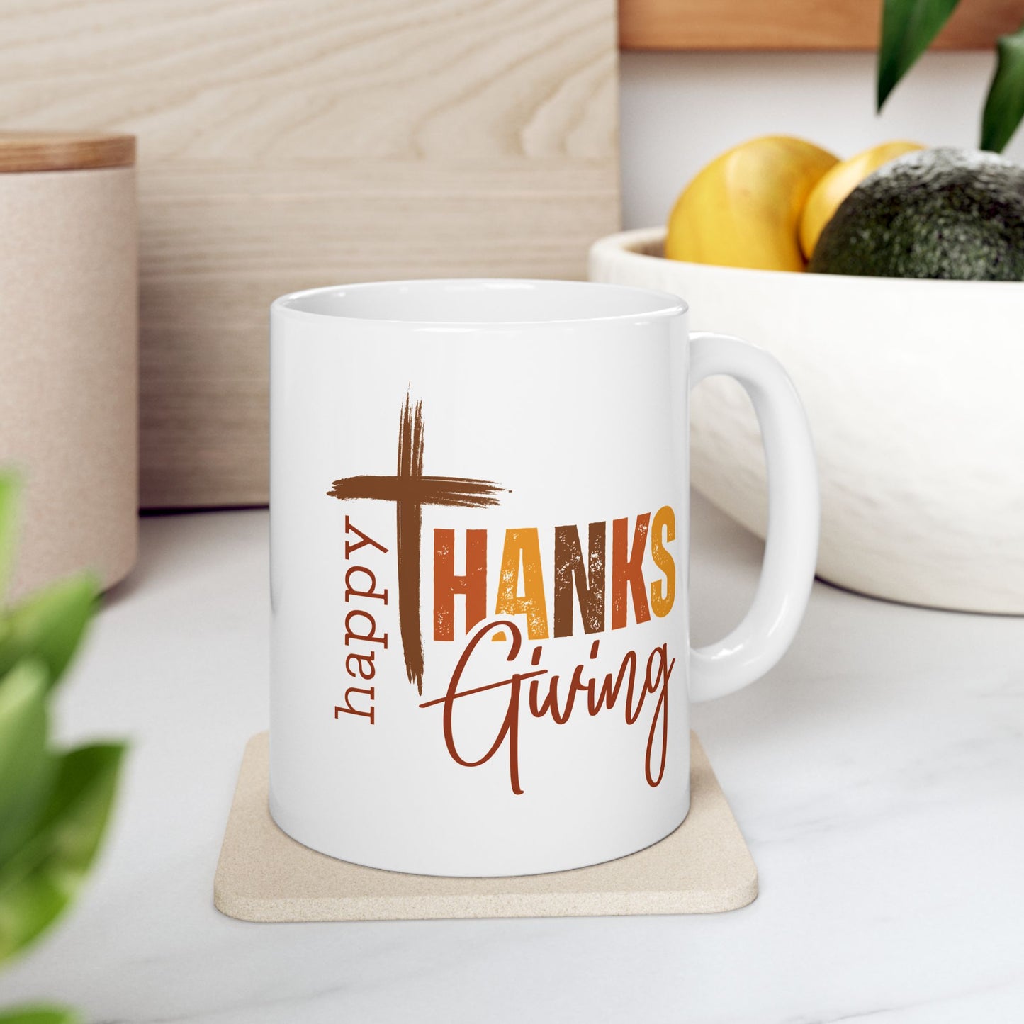 Taza de café con texto en inglés "Happy Thanksgiving" (11 oz, 15 oz)