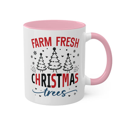 Farm Fresh Christmas Trees - 11 oz Colorful Holiday Gift Mug