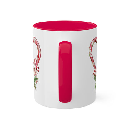 Christmas Candy Canes Heart - 11 oz Holiday Gift Mug