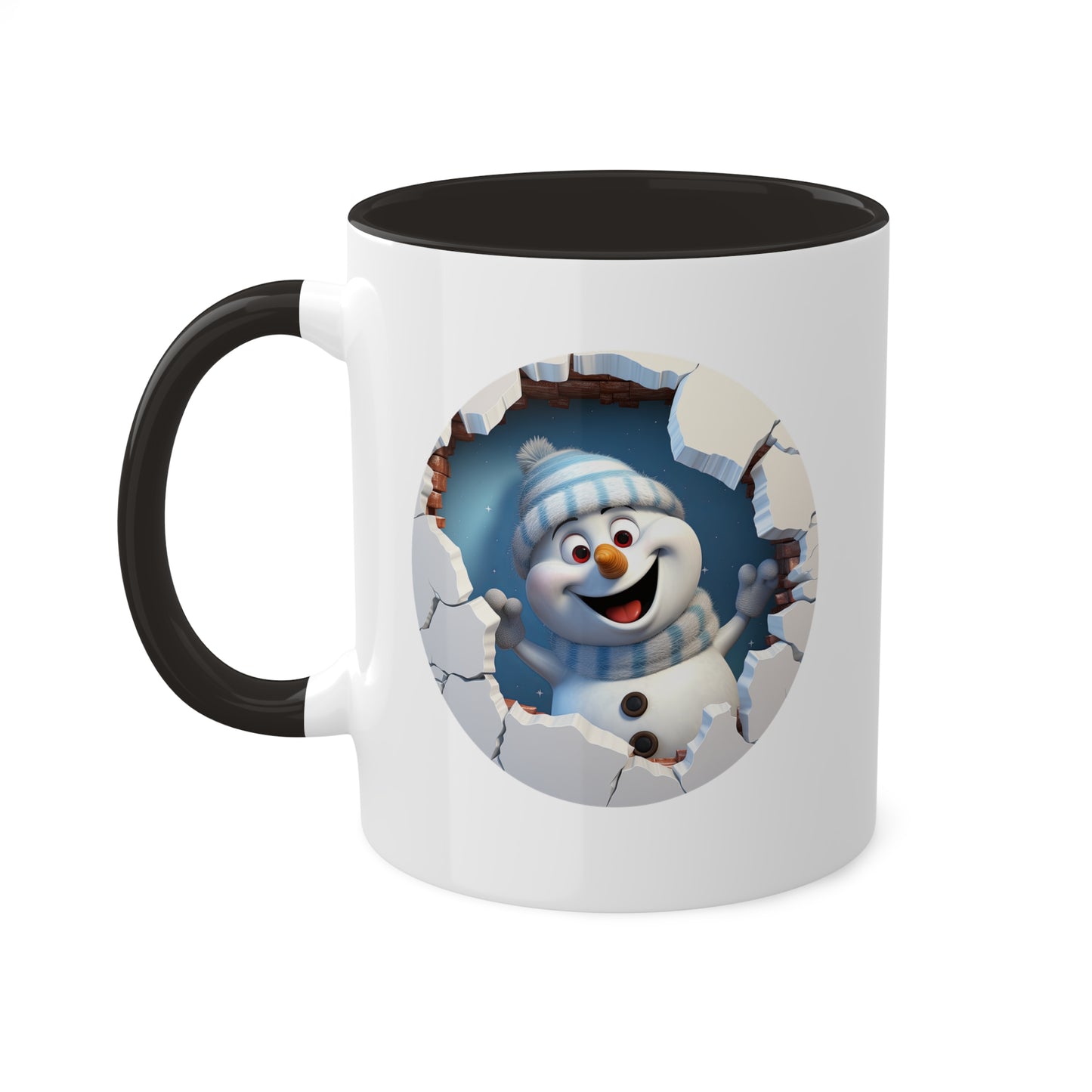 Taza de regalo navideña de 11 oz con diseño de muñeco de nieve feliz y lindo