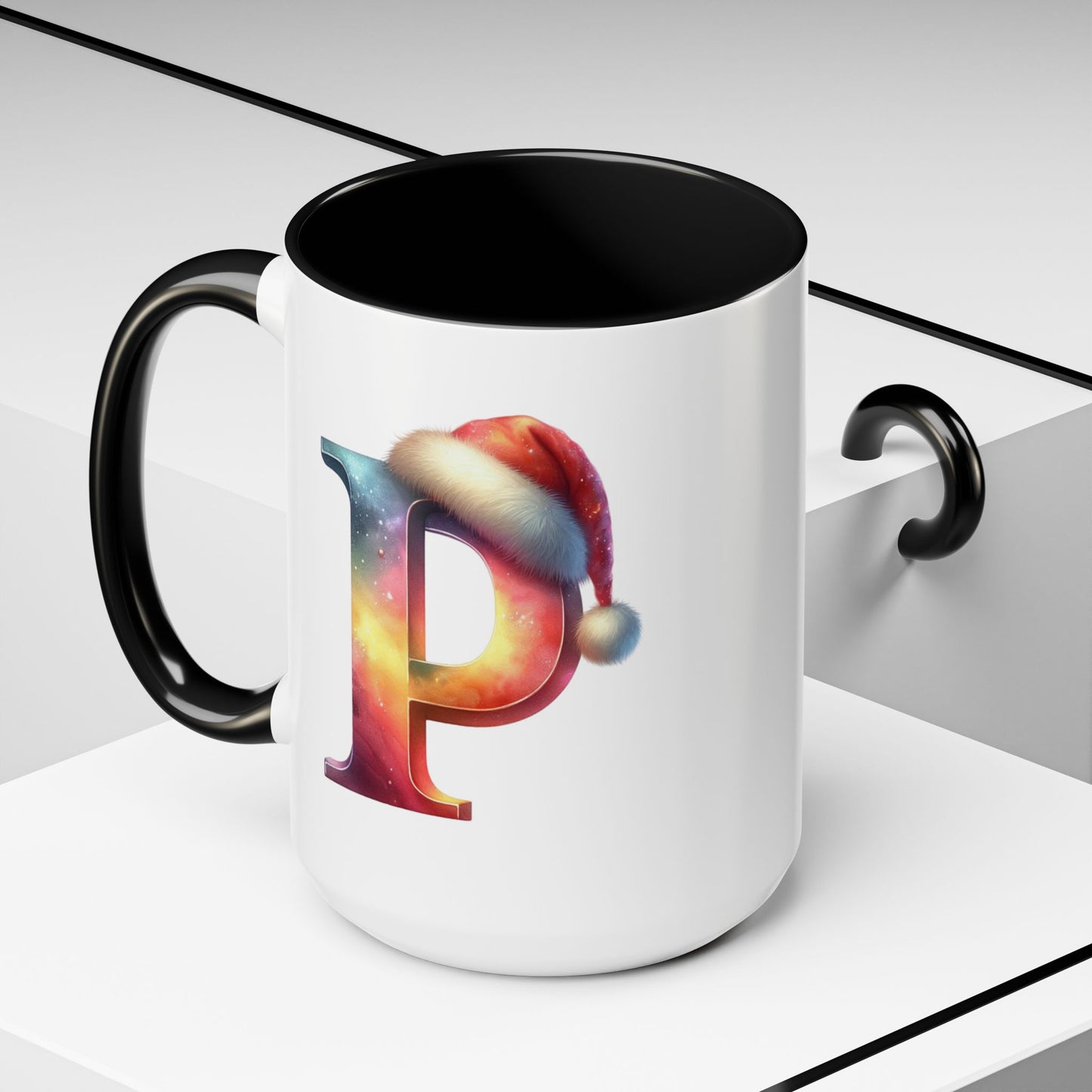 Taza con la letra "P" del alfabeto navideño (11, 15 oz)