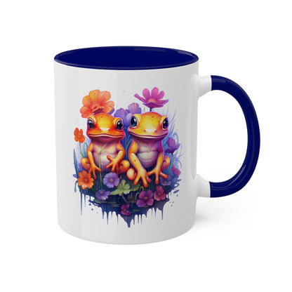 Two Adorable Little Frogs Sitting Peacefully - 11 oz Colorful Coffee Mug