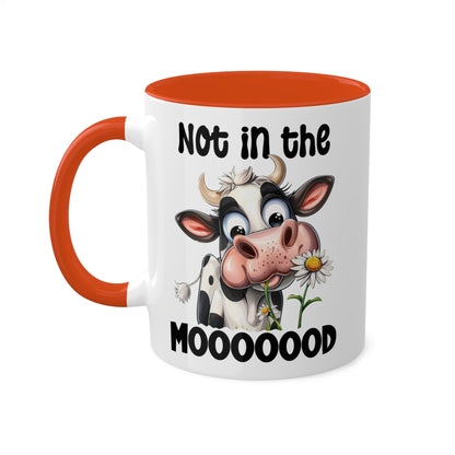 No estoy de humor - Linda vaca con flores - Taza de café colorida de 11 oz