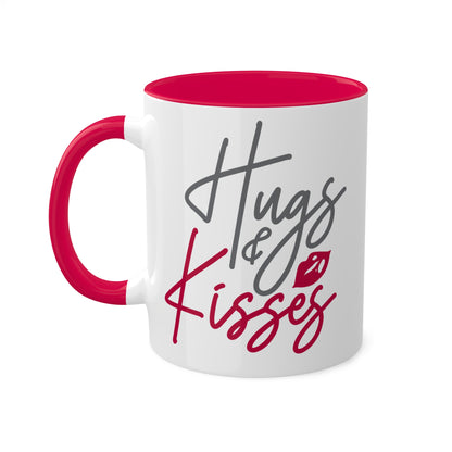 Abrazos y besos: taza de regalo colorida y linda para el día de San Valentín de 11 oz