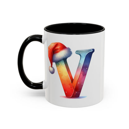 "V" Christmas Alphabet Letter - Holiday Gift Mug (11, 15oz)