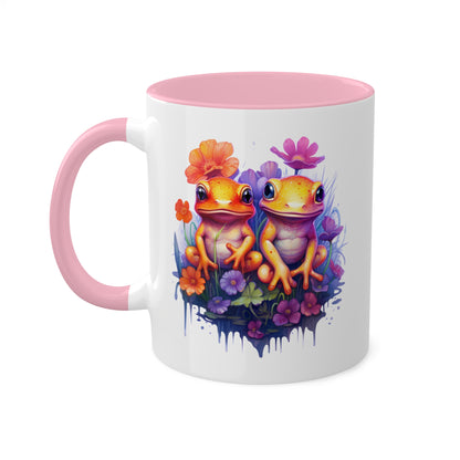 Two Adorable Little Frogs Sitting Peacefully - 11 oz Colorful Coffee Mug