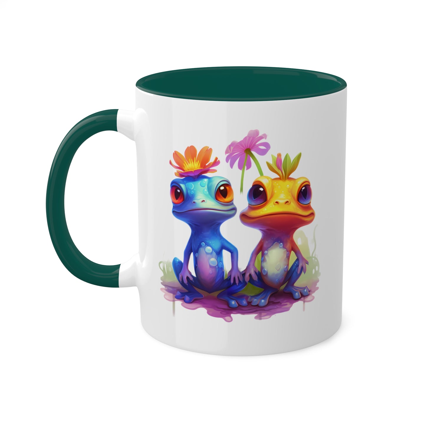 Two Cute Little Frogs Sitting - 11 oz Colorful Coffee Mug