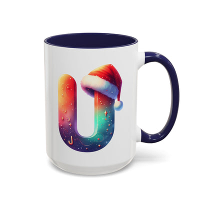 "U" Christmas Alphabet Letter - Holiday Gift Mug (11, 15oz)