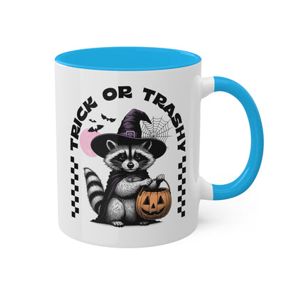 Trick Or Trashy With Cute Raccoon - 11oz Colorful Halloween Mug