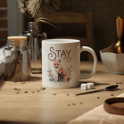 Stay Cozy With Cute Fox - Jumbo Winter Coffee Mug, 20oz