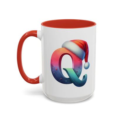 Taza con la letra "Q" del alfabeto navideño (11, 15 oz)