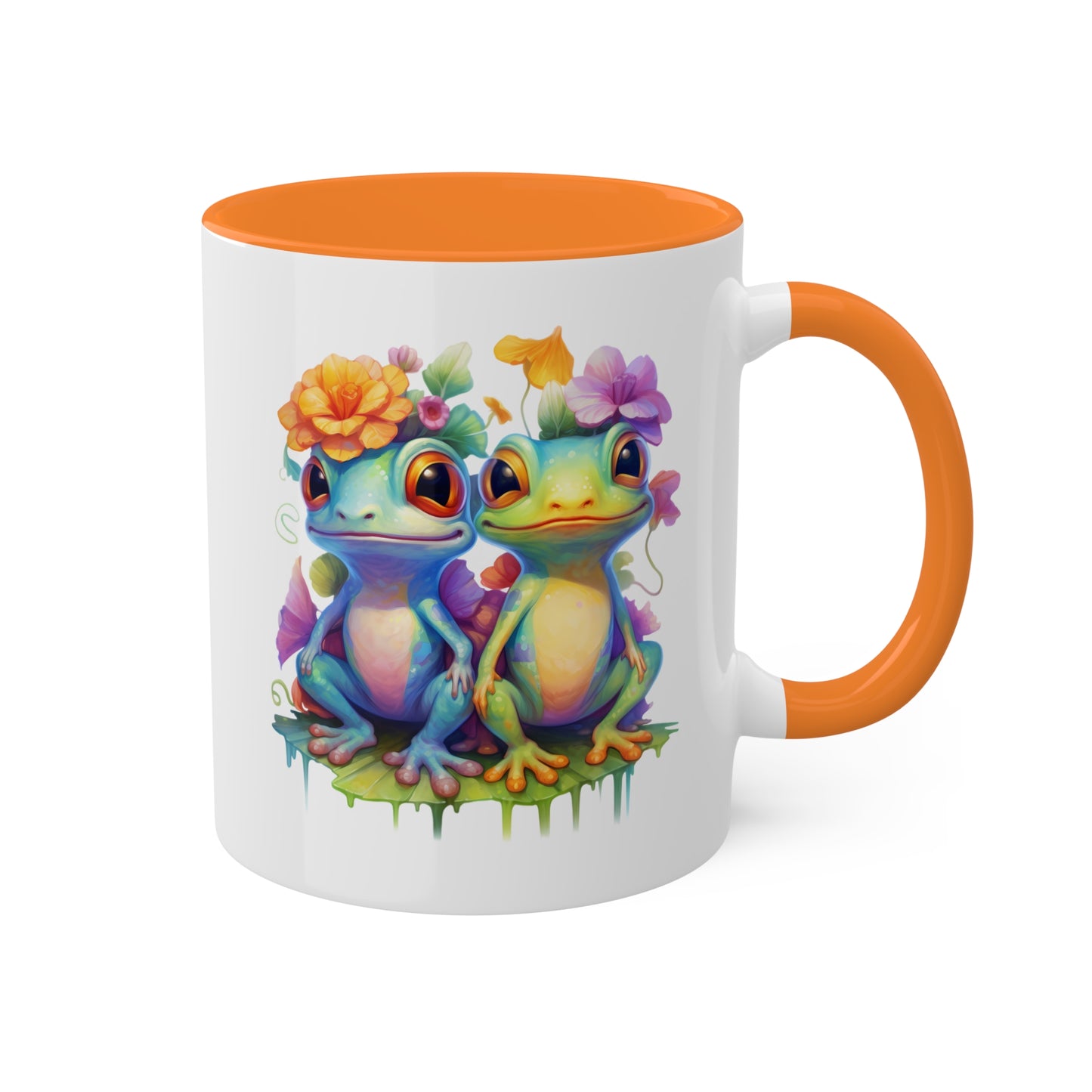 Two Adorable Little Frogs Sitting Peacefully - 11oz Colorful Coffee Mug