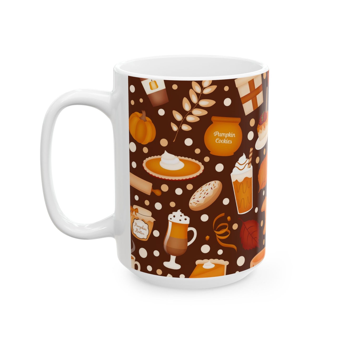 Pumpkin Cookies - Fall Pattern Thanksgiving Coffee Gift Mug (11oz, 15oz)