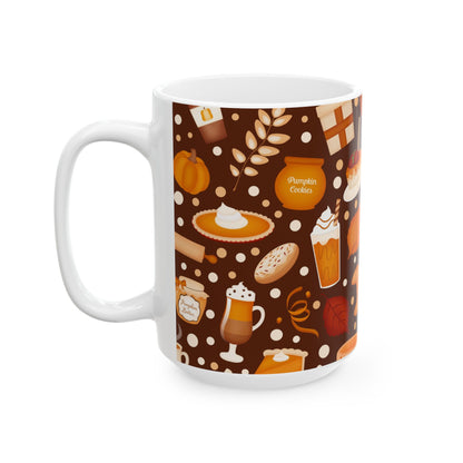 Pumpkin Cookies - Fall Pattern Thanksgiving Coffee Gift Mug (11oz, 15oz)