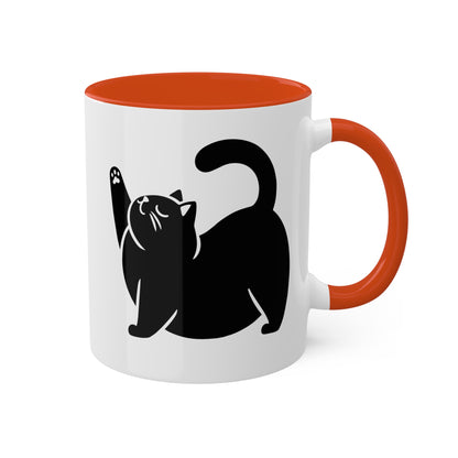 Cute Chunky Yoga Cat Stretching - 11 oz Colorful Mug