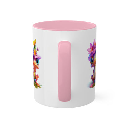 Two Adorable Little Frogs With Pretty Flowers - 11 oz Colorful Coffee Mug