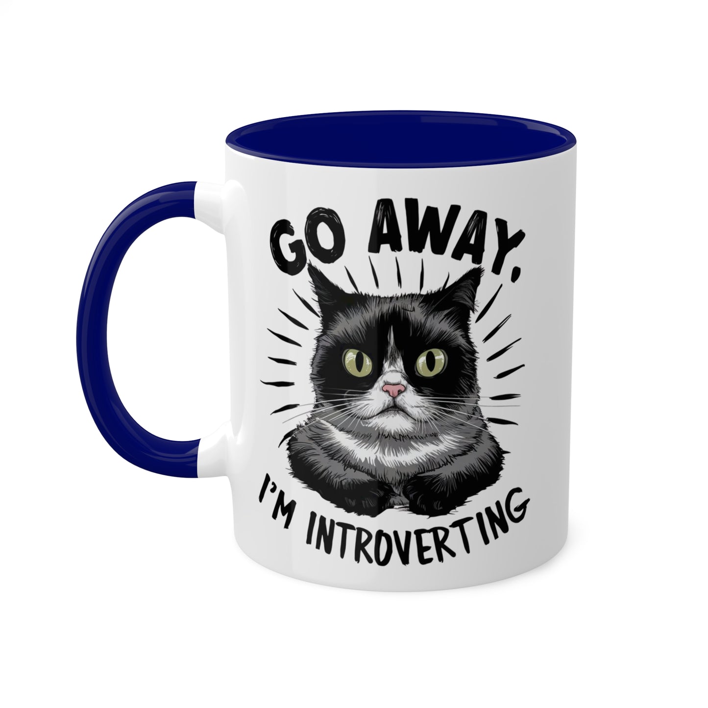 Go Away I'm Introverting - Funny Grumpy Cat - 11oz Colorful Mug