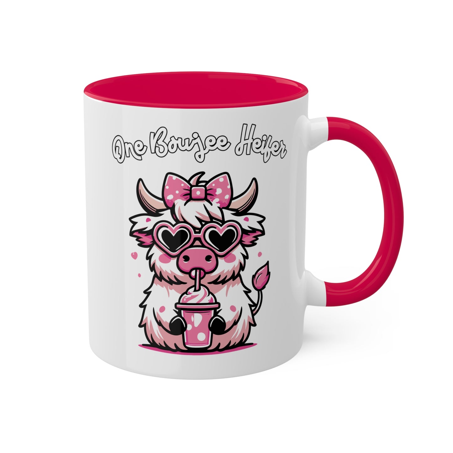 Una vaca boujee: linda vaca con un batido de leche - taza colorida de 11 oz