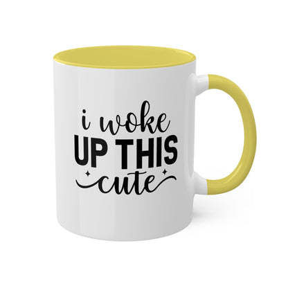 Me desperté con esta linda taza de regalo colorida y divertida de 11 oz