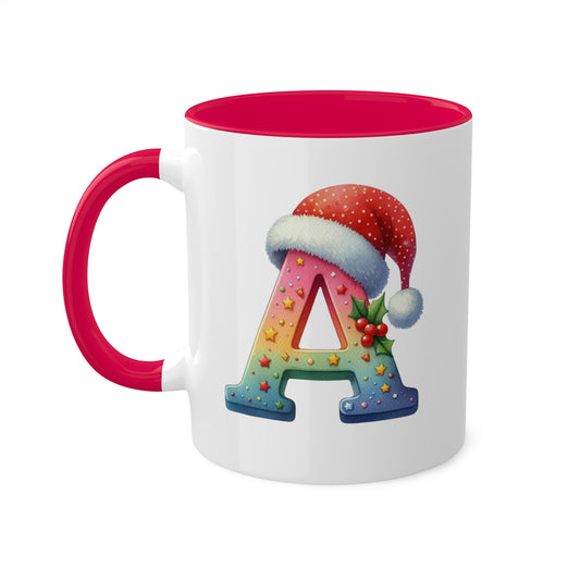 "A" Christmas Alphabet Letter - 11 oz Holiday Gift Mug