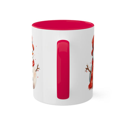 Cute Red Christmas Snowman With Hat - 11 oz Holiday Gift Mug