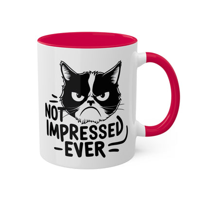 Nunca me impresionó - Divertido gato gruñón - Taza de café colorida de 11 oz