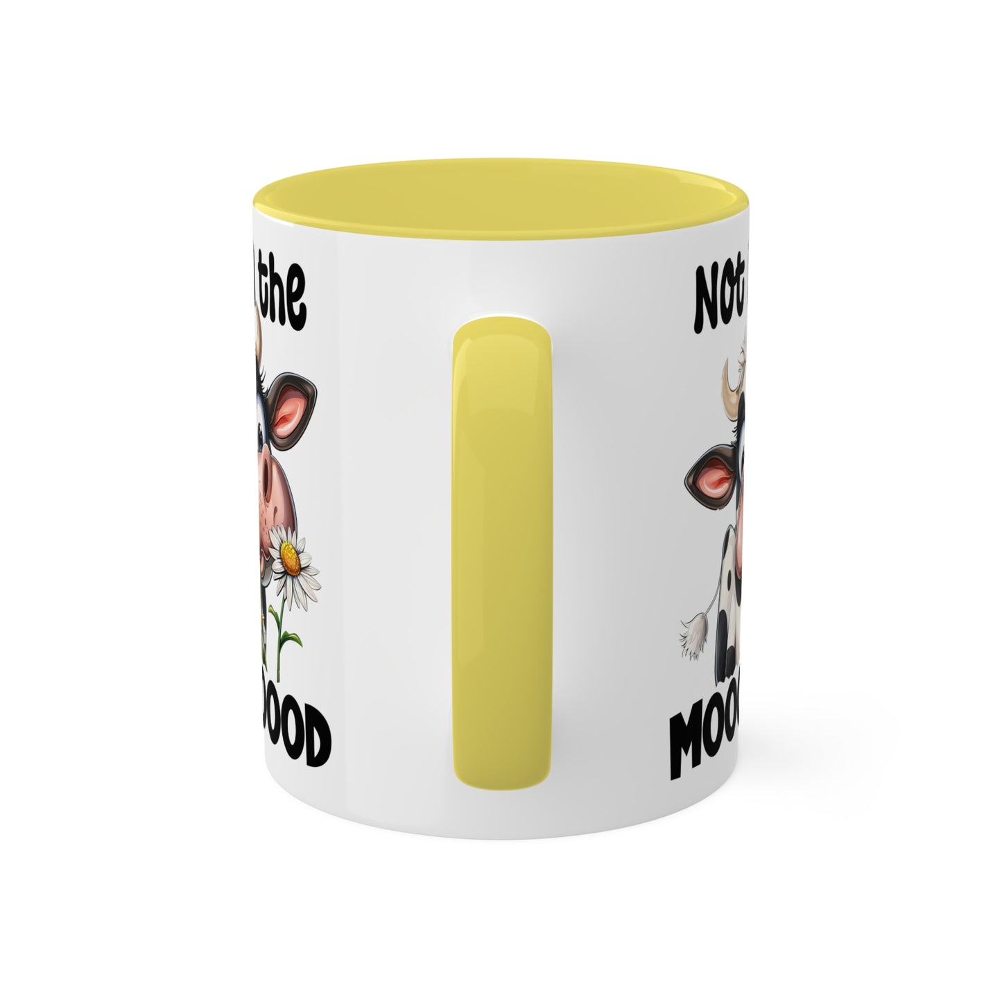 No estoy de humor - Linda vaca con flores - Taza de café colorida de 11 oz