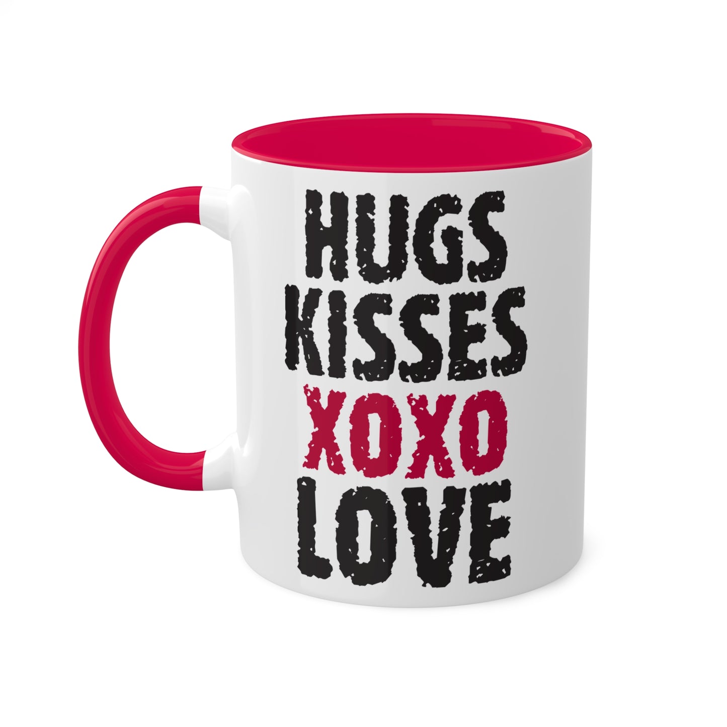 Abrazos, besos y amor: taza colorida de regalo para el día de San Valentín de 11 oz