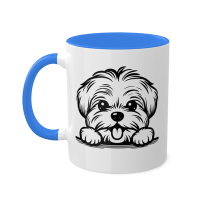 Taza de café con cara de perro maltés, regalo, taza colorida de 11 oz