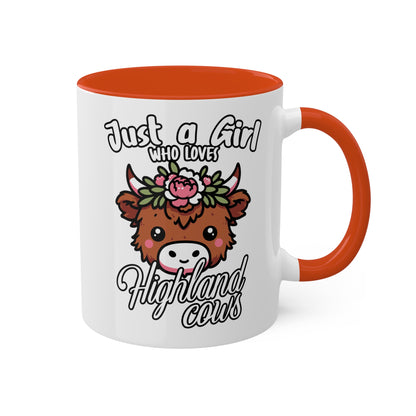 Solo una chica que ama las vacas de las Tierras Altas - Taza colorida de 11 oz