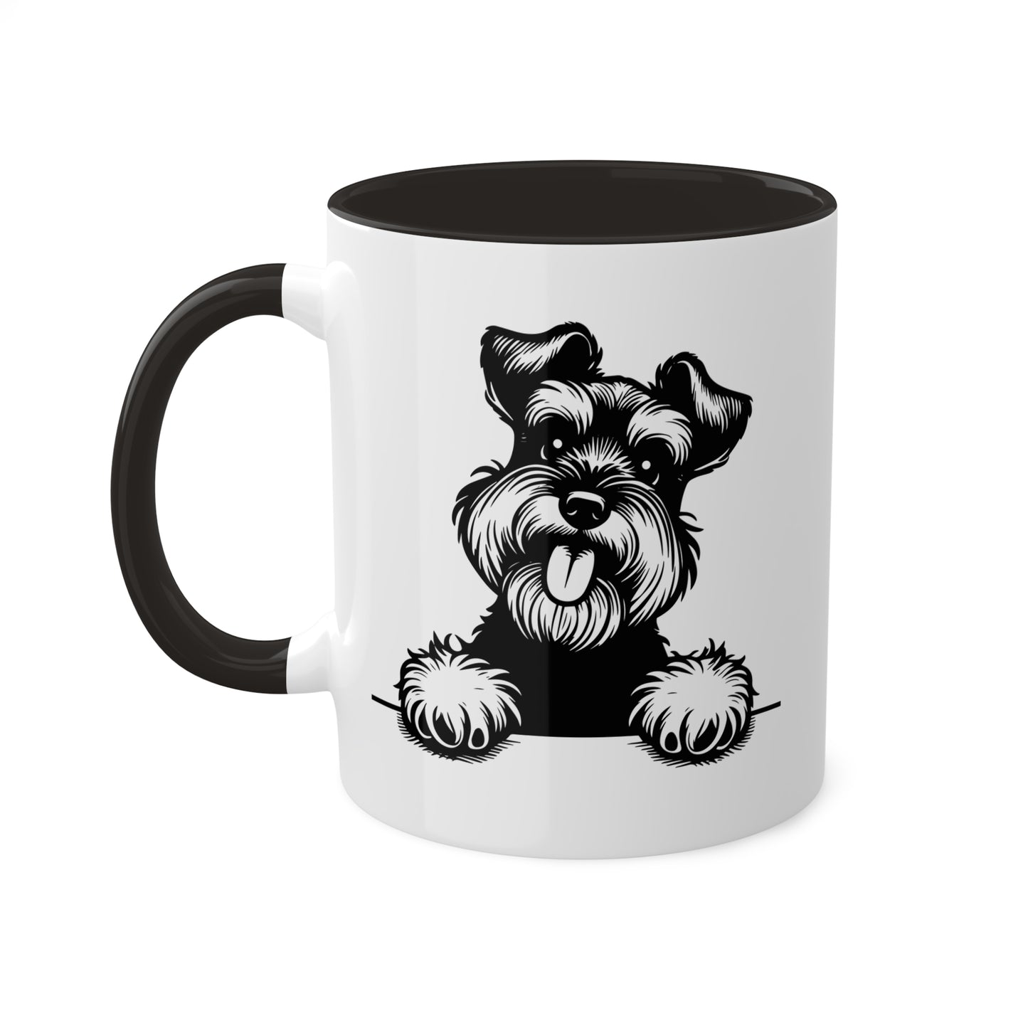 Taza colorida de 11 oz con cara de perro Schnauzer miniatura