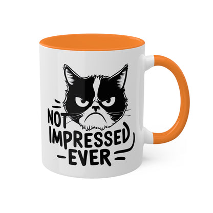 Nunca me impresionó - Divertido gato gruñón - Taza de café colorida de 11 oz