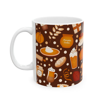 Pumpkin Cookies - Fall Pattern Thanksgiving Coffee Gift Mug (11oz, 15oz)