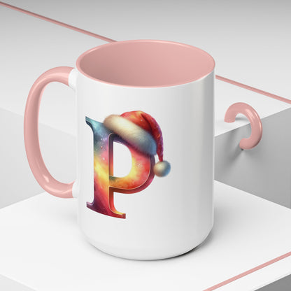 Taza con la letra "P" del alfabeto navideño (11, 15 oz)