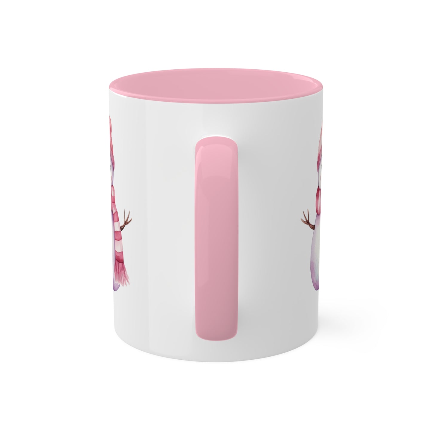 Adorable Pink Christmas Snowman - 11 oz Holiday Gift Mug