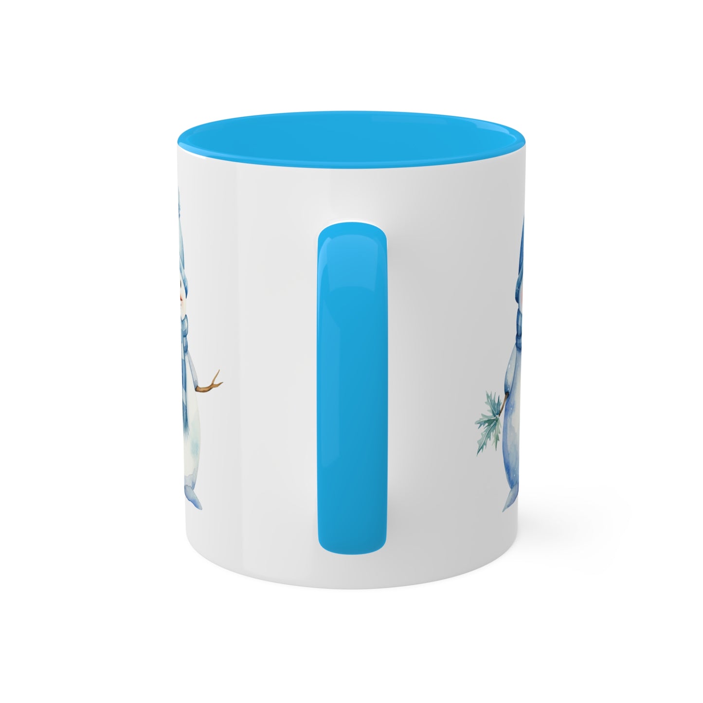 Cute Blue Christmas Snowman With Hat - 11 oz Holiday Gift Mug