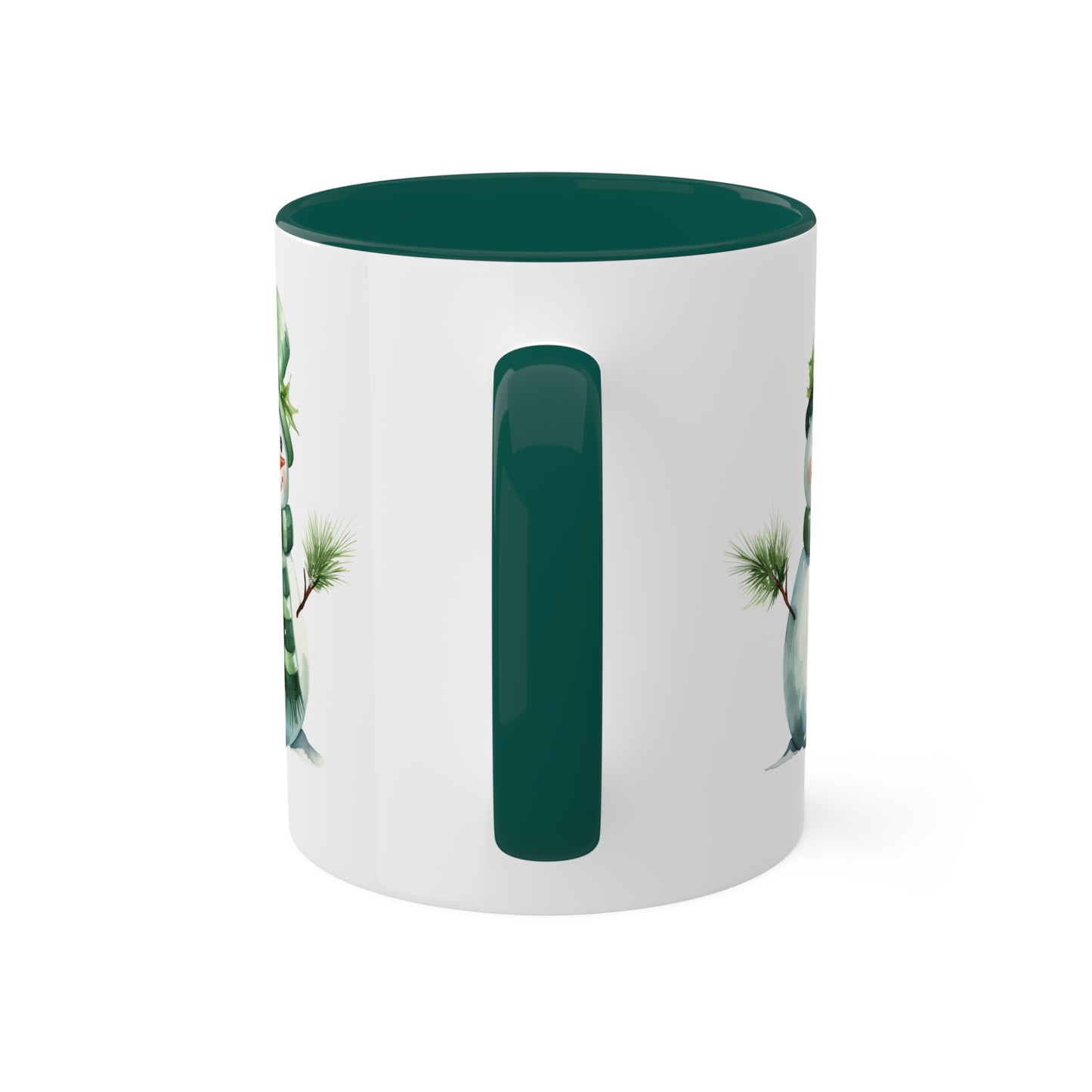 Cute Green Christmas Snowman - 11 oz Holiday Gift Mug