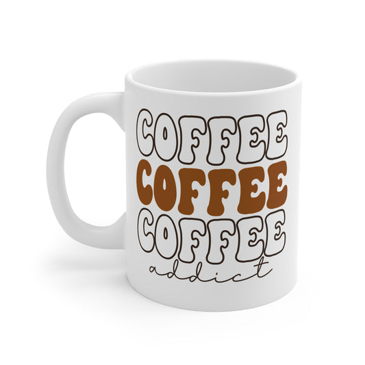 Coffee Addict 11 oz Retro Style Cute & Funny Coffee Mug